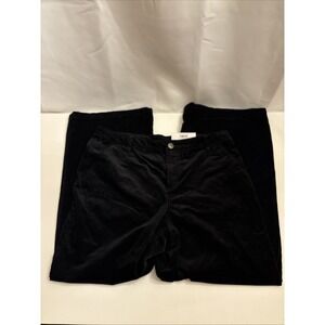 Style & Co. Town Country Wide Leg Deep Black Corduroy 14P Pockets Mid Rise
